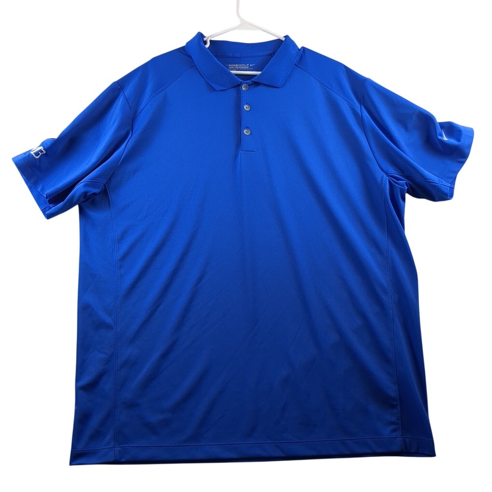 Nike Golf Dri-Fit Athletic Knit Polo Shirt Men's XXL Blue Tour Performance